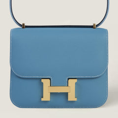 Arvelle Crossbody 19 Denim Blue Cross-Grain Calfskin - Arvelle Paris
