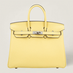 25cm Sunshine Yellow Pebbled Calfskin Handbag - Arvelle Paris