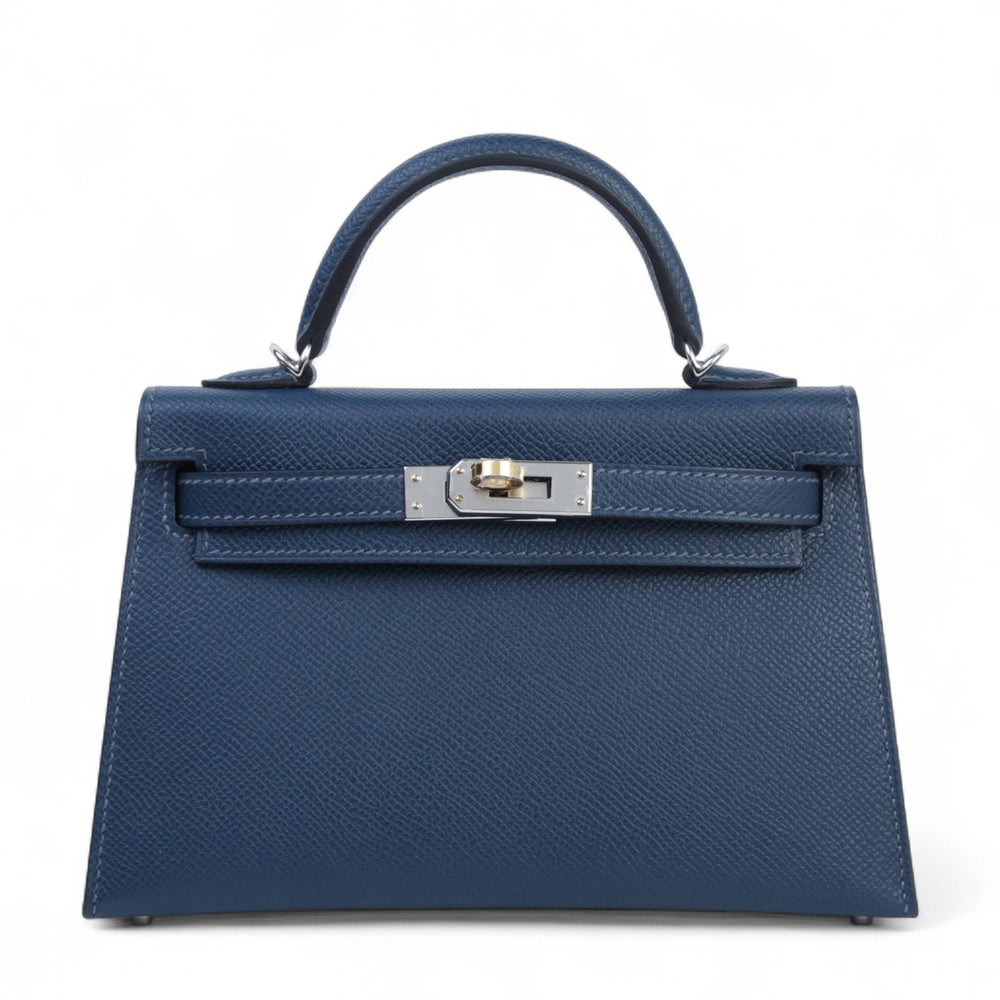 Arvelle Compact II Prussian Blue Cross-Grain Calfskin Handbag - Arvelle Paris