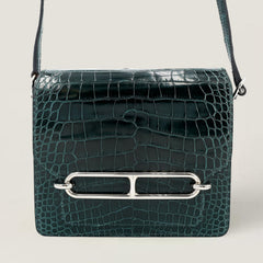 Roulis Mini 18cm Vert Cypress Alligator Leather Bag – Silver Hardware - ArvelleParis