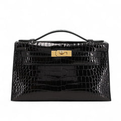 Black Premium Crocodile Clutch - Arvelle Paris