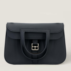 Mini Noir Swift Leather Handbag 22cm - Arvelle Paris