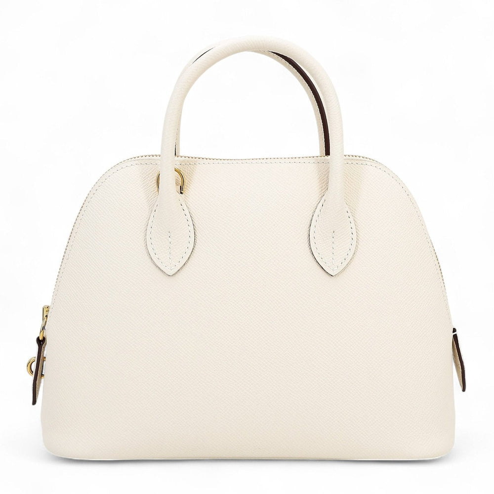25cm Ivory Cross-Grain Calfskin Handbag - Arvelle Paris