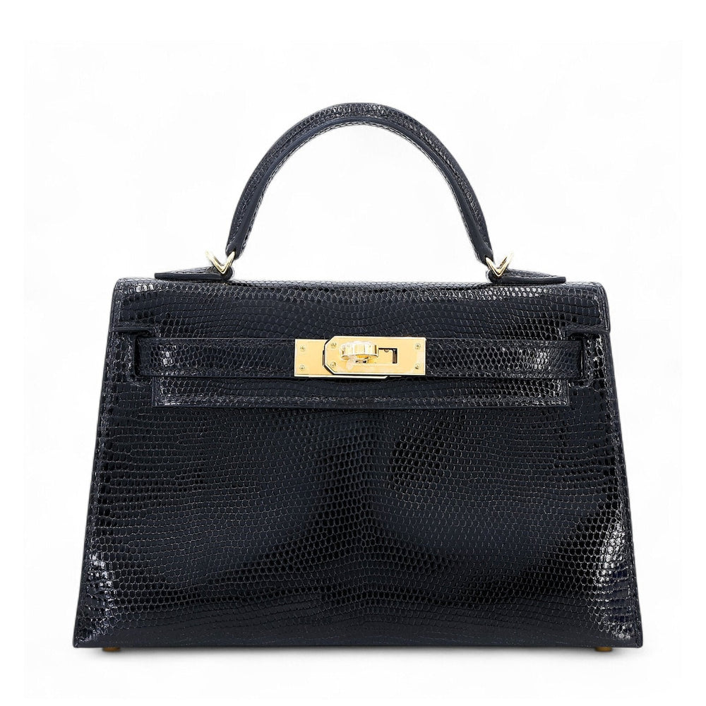 Mini II Noir Lizard Leather Handbag – Gold Hardware - ArvelleParis