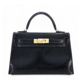 Arvelle Compact II Black Lizard Leather Handbag - Arvelle Paris