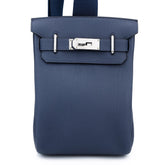 Small Navy Pebbled Calfskin Backpack - Arvelle Paris