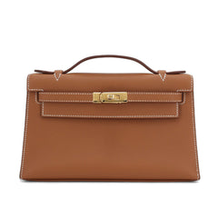Champagne Gold Smooth Calfskin Clutch - Arvelle Paris
