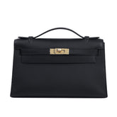 Black Smooth Calfskin Clutch - Arvelle Paris