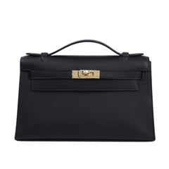 Black Smooth Calfskin Clutch - Arvelle Paris