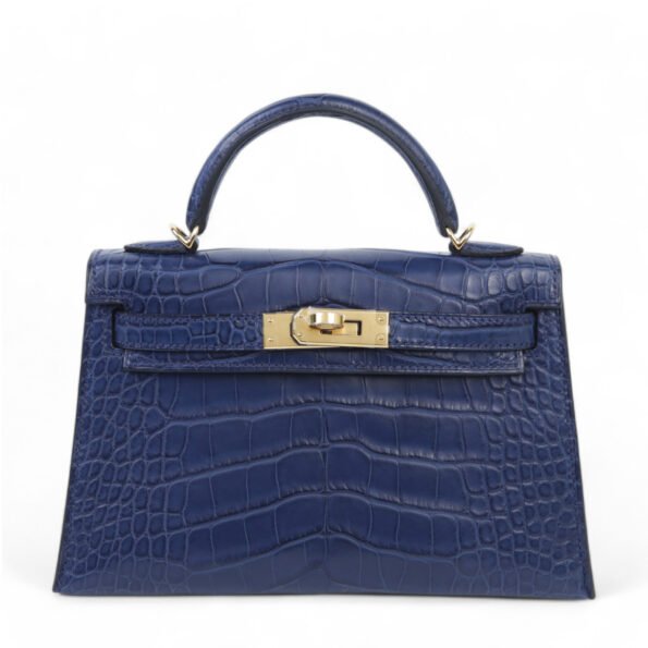 Arvelle Compact II Sapphire Blue Matte Alligator Handbag - Arvelle Paris