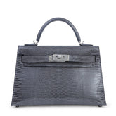Arvelle Compact II Slate Grey Lizard Leather Handbag - Arvelle Paris
