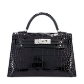 Arvelle Compact II Black Shiny Alligator Handbag - Arvelle Paris