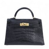 Arvelle Compact II Black Matte Alligator Handbag - Arvelle Paris