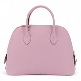 25cm Woodland Mauve Cross-Grain Calfskin Handbag - Arvelle Paris