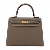 25cm Taupe Cross-Grain Calfskin Handbag - Arvelle Paris