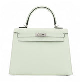 25cm Sparkling Green Cross-Grain Calfskin Handbag - Arvelle Paris