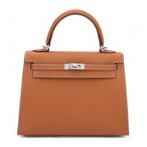 25cm Champagne Gold Cross-Grain Calfskin Handbag - Arvelle Paris