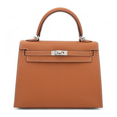 25cm Champagne Gold Cross-Grain Calfskin Handbag - Arvelle Paris