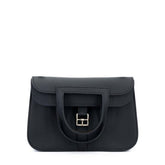 Halzan Mini Noir Swift Leather Handbag – Gold Hardware 22cm - ArvelleParis