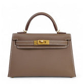 Arvelle Compact II Taupe Cross-Grain Calfskin Handbag - Arvelle Paris