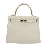 25cm Chalk White Pebbled Calfskin Handbag - Arvelle Paris