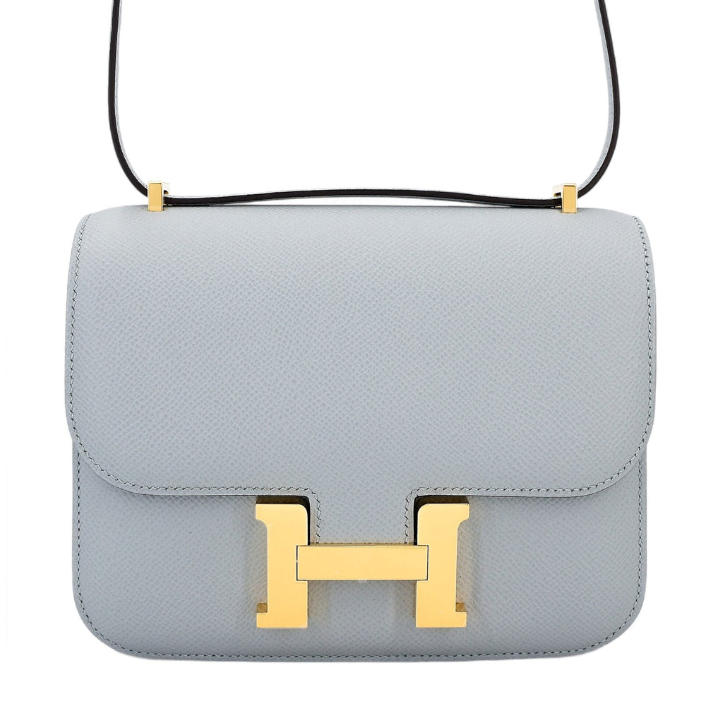 Mini Glacier Blue Cross-Grain Calfskin Crossbody - Arvelle Paris