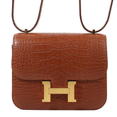 Arvelle Crossbody 19 Champagne Gold Matte Alligator - Arvelle Paris