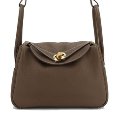 26cm Taupe Soft Grain Calfskin Handbag - Arvelle Paris