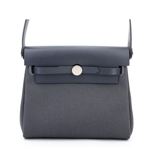 Zip Mini 20 Ardoise Canvas and Vache Hunter Leather Bag - Arvelle Paris