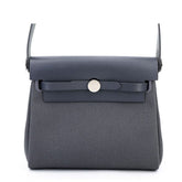 Zip Mini 20 Ardoise Canvas and Vache Hunter Leather Bag - Arvelle Paris