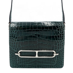 Roulis Mini 18cm Vert Cypress Alligator Leather Bag – Silver Hardware - ArvelleParis