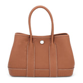 23cm Champagne Gold Open-Grain Calfskin Tote - Arvelle Paris