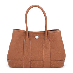 23cm Champagne Gold Open-Grain Calfskin Tote - Arvelle Paris