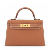 Arvelle Compact II Champagne Gold Cross-Grain Calfskin Handbag - Arvelle Paris