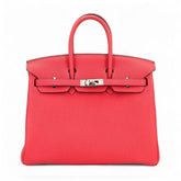 25cm Magenta Pebbled Calfskin Handbag - Arvelle Paris