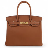 30cm Champagne Gold Pebbled Calfskin Handbag - Arvelle Paris