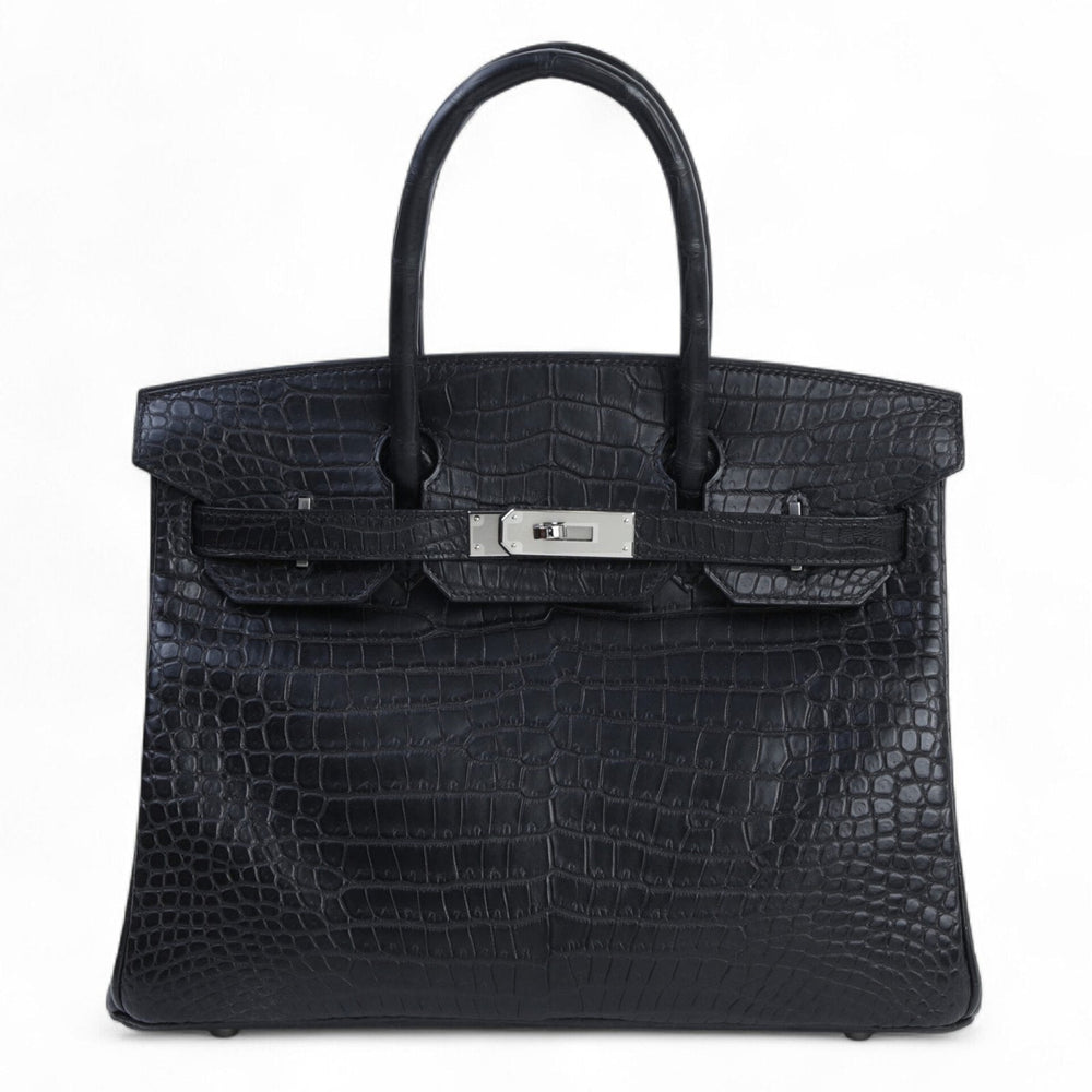 30cm Black Crocodile Handbag - Arvelle Paris