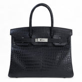 30cm Black Crocodile Handbag - Arvelle Paris