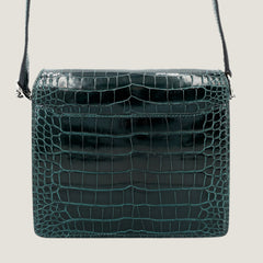 Roulis Mini 18cm Vert Cypress Alligator Leather Bag – Silver Hardware - ArvelleParis