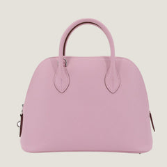 25cm Woodland Mauve Cross-Grain Calfskin Handbag - Arvelle Paris