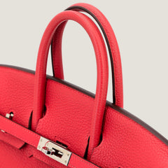25cm Magenta Pebbled Calfskin Handbag - Arvelle Paris