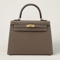 25cm Taupe Cross-Grain Calfskin Handbag - Arvelle Paris