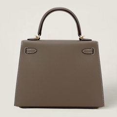 25cm Taupe Cross-Grain Calfskin Handbag - Arvelle Paris