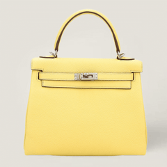 25cm Soft Yellow Pebbled Calfskin Handbag - Arvelle Paris