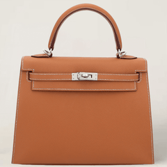 25cm Champagne Gold Cross-Grain Calfskin Handbag - Arvelle Paris
