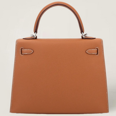 25cm Champagne Gold Cross-Grain Calfskin Handbag - Arvelle Paris