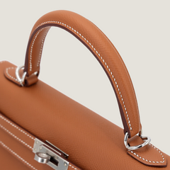 25cm Champagne Gold Cross-Grain Calfskin Handbag - Arvelle Paris