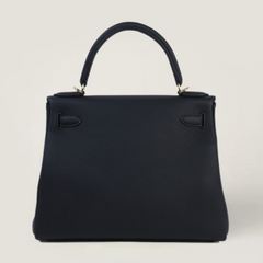 28cm Black Pebbled Calfskin Handbag - Arvelle Paris