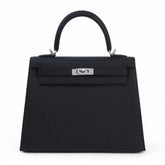 25cm Black Cross-Grain Calfskin Handbag - Arvelle Paris