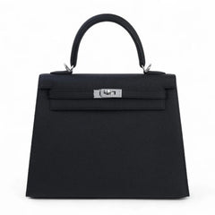 25cm Black Cross-Grain Calfskin Handbag - Arvelle Paris